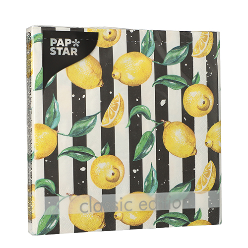 22800 Servietten, 3-lagig 1/4-Falz 33 cm x 33 cm "Citrus Lines"