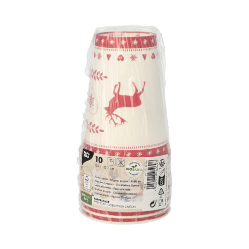 10080 Trinkbecher, Pappe 0,2 l Ø 7 cm · 9,7 cm rot "Rennes"