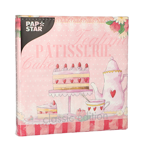 20 Servietten, 3-lagig 1/4-Falz 33 cm x 33 cm "Patisserie" 22800 Servietten, 3-lagig 1/4-Falz 33 cm x 33 cm "Patisserie"