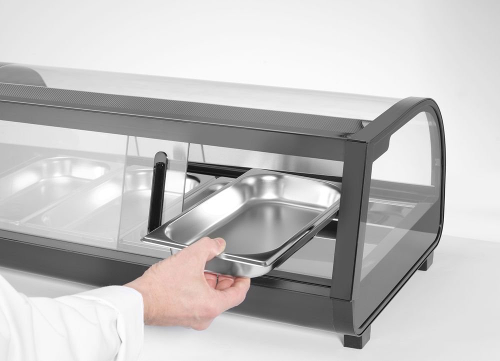 Sushi-Vitrine, Arktic, Im Lieferumfang enthalten: 4x GN 1/3 (H) 40 mm., GN 1/3, Schwarz, 220-240V/190W, 1177x426x(H)296mm