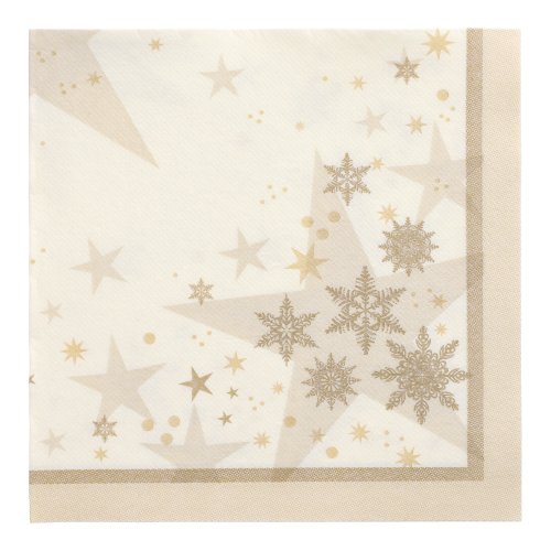20 Servietten "ROYAL Collection" 1/4-Falz 40 cm x 40 cm champagner "Stars and Snowflakes" 12000 Servietten "ROYAL Collection" 1/4-Falz 40 cm x 40 cm champagner "Stars and Snowflakes"