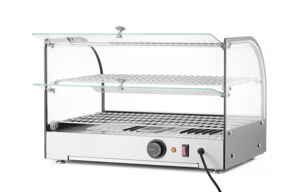 Warmhaltevitrine doppelt, doppelt, Schwarz, 220-240V/800W, 554x376x(H)376mm