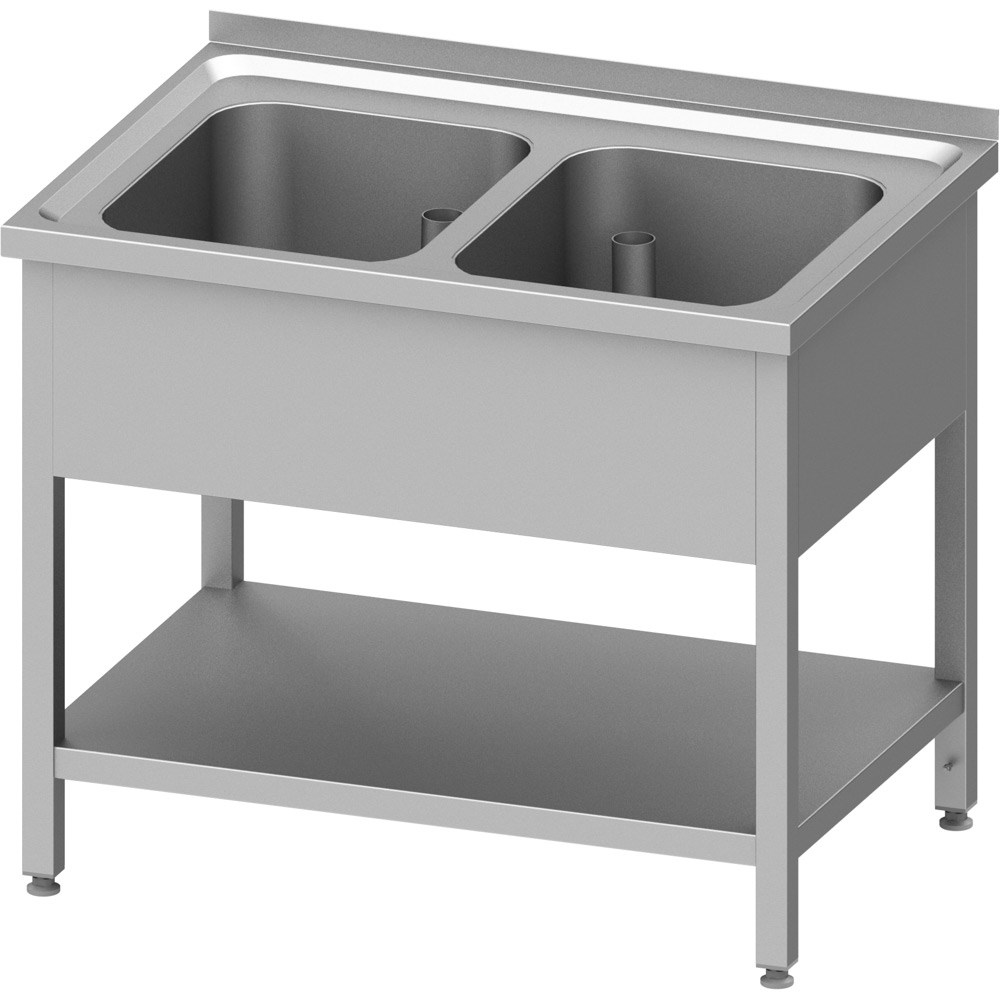 Spültisch mit Grundboden 1000x600x850 mm, mit zwei Becken mit Aufkantung, verschweißt Spültisch mit Grundboden 1000x700x850 mm, mit zwei Becken mit Aufkantung, verschweißt