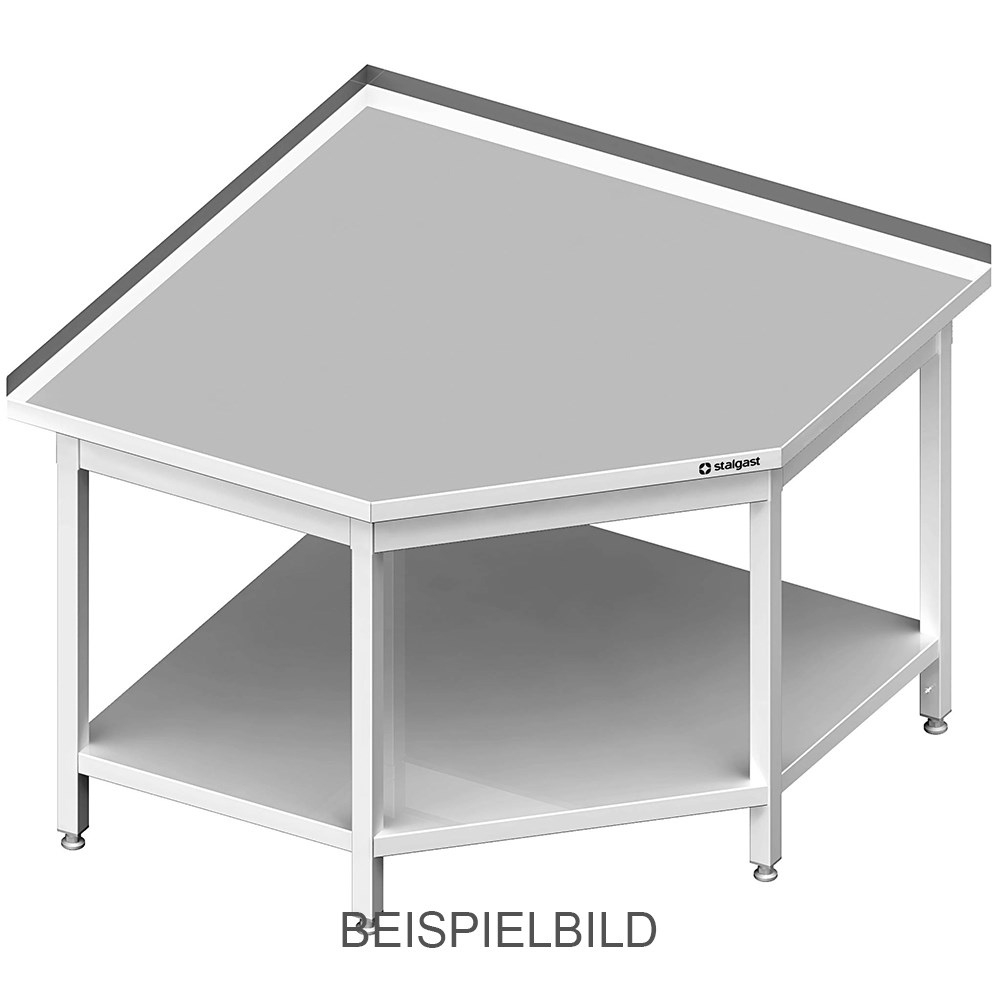 Eckarbeitstisch mit Grundboden, 1200x1200x850 mm (Anbau: 700/700 mm), ohne Aufkantung, verschweißt