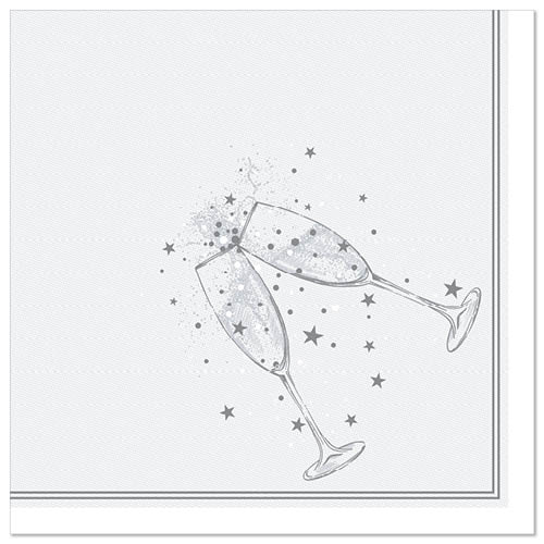 50 Servietten "ROYAL Collection" 1/4-Falz 40 cm x 40 cm silber "Festivity"