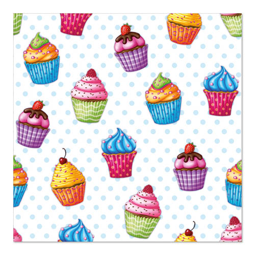22800 Servietten, 3-lagig 1/4-Falz 33 cm x 33 cm "Cupcakes"