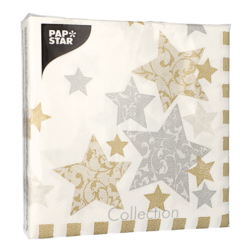 400 Servietten, 3-lagig 1/4-Falz 40 cm x 40 cm "Stardust" 14000 Servietten, 3-lagig 1/4-Falz 40 cm x 40 cm "Stardust"