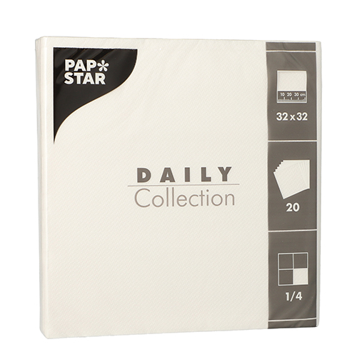 20 Servietten "DAILY Collection" 1/4-Falz 32 cm x 32 cm weiss 25200 Servietten "DAILY Collection" 1/4-Falz 32 cm x 32 cm weiss