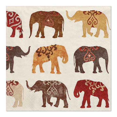 22800 Servietten, 3-lagig 1/4-Falz 33 cm x 33 cm "Elephants"