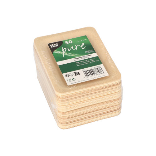 37000 Fingerfood - Teller, Holz "pure" eckig 12 cm x 9,5 cm