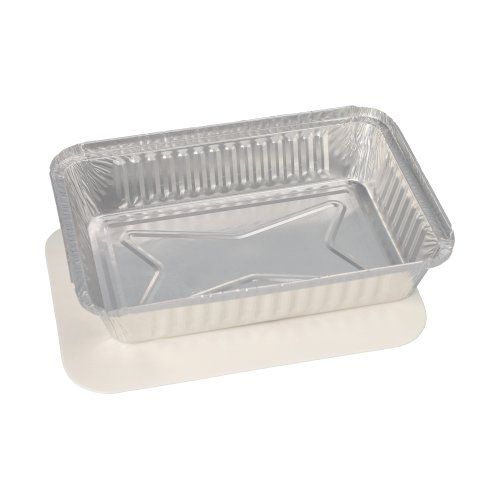 3000 Schalen, Alu + Einlegedeckel, PE-beschichtet eckig 0,8 l 4 cm x 15 cm x 21,4 cm