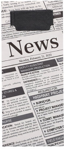 15600 Bestecktaschen 20 cm x 8,5 cm schwarz/weiss "Newsprint" inkl. schwarzer Serviette 33 x 33 cm 2-lag.