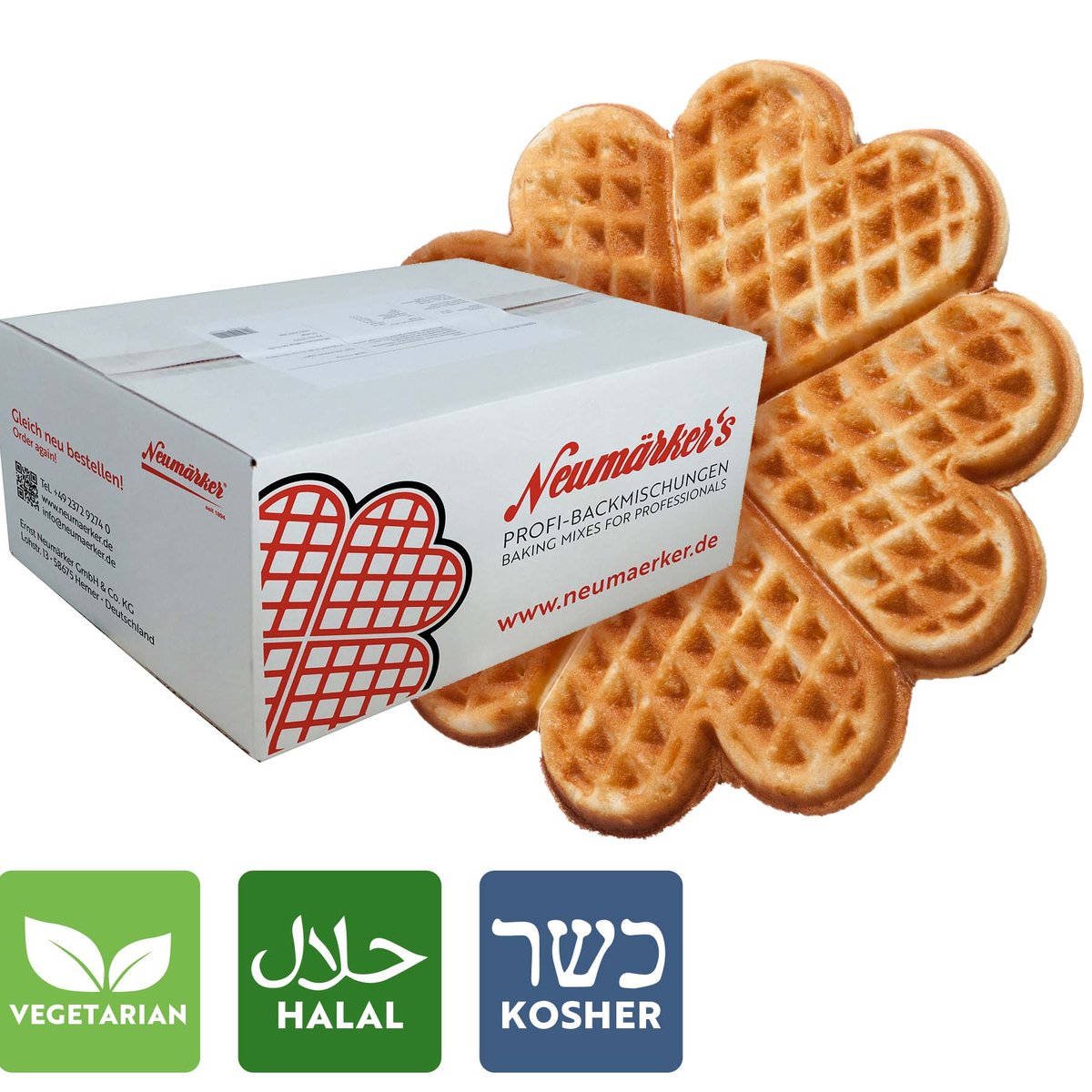 Waffel-Ready-Mix Karton à 10 kg (10x 1 kg) Waffel-Ready-Mix Karton à 10 kg (10x 1 kg)