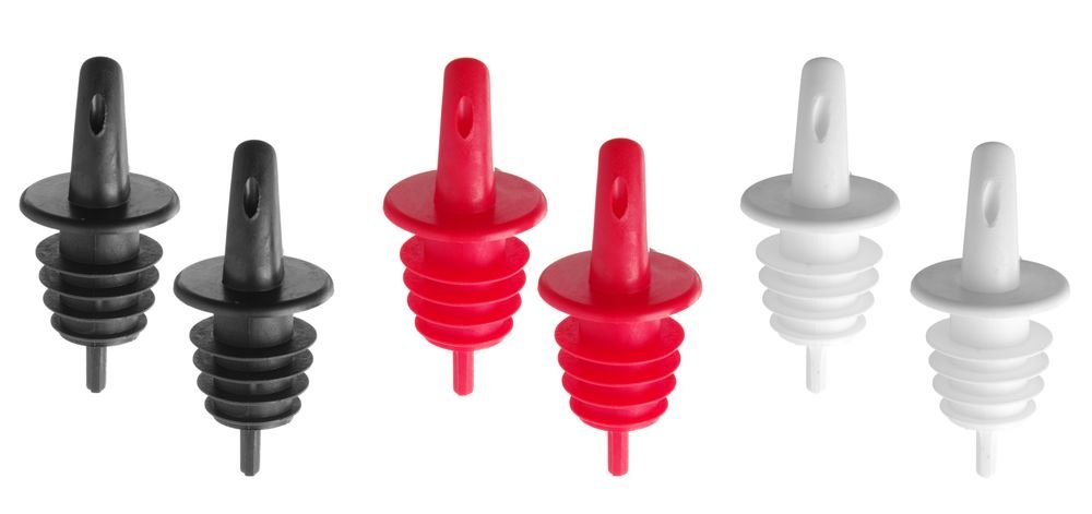 Freeflow-Ausgießer, 6 Stk., BarUp, 2x schwarz, 2x weiß, 2x rot, Rot, 6 Stk