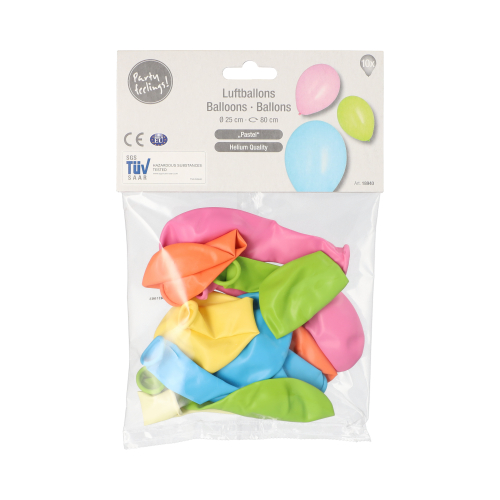 10 Luftballons Ø 25 cm farbig sortiert "Pastel" 33600 Luftballons Ø 25 cm farbig sortiert "Pastel"