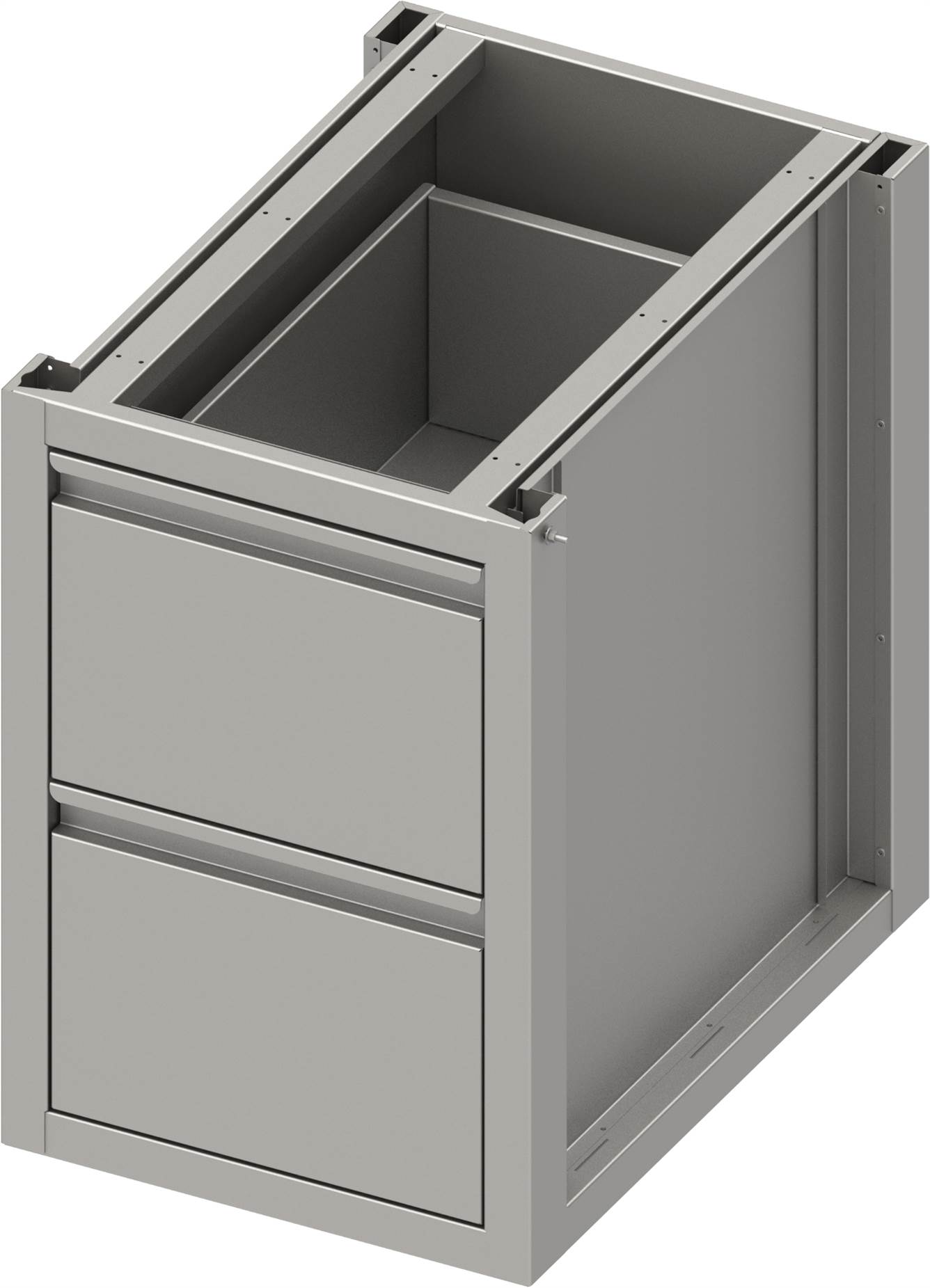 Unterschrank Boxversion 2.0, für Beine/Sockelrahmen, mit zwei Schubladen 450x640x660 mm