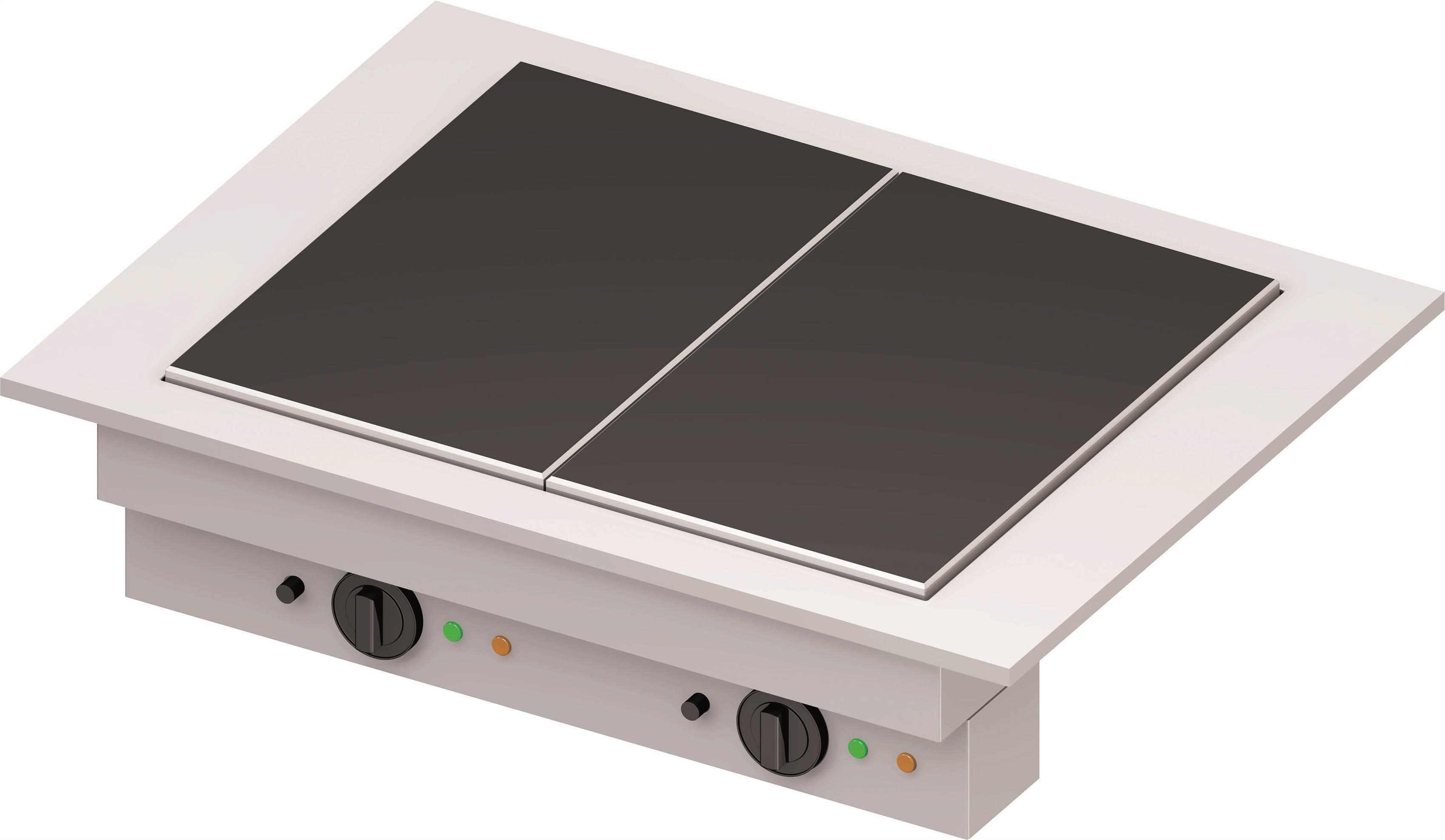 Glaskeramik-Wärmeplatte "Drop-In" 2xGN 1/1 830x620x270 mm Edelstahlabdeckung