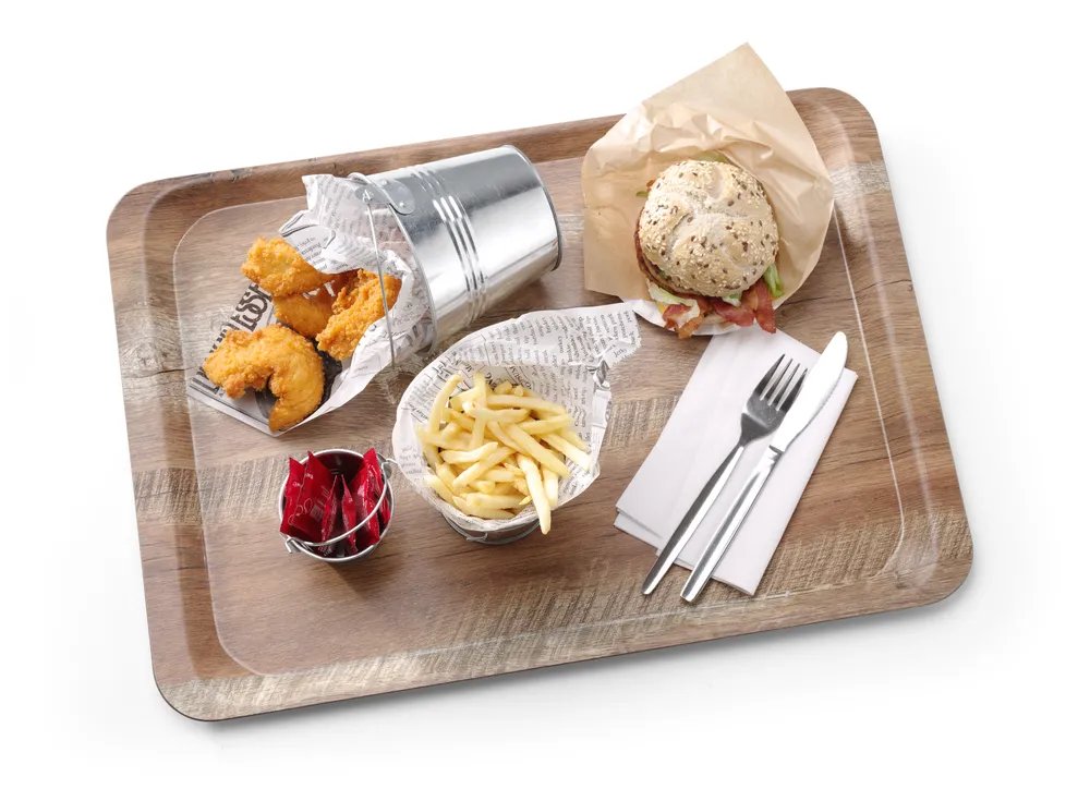 Serviertablett aus Melamin mit Holzoptik , AmerBox, Holz, 370x530mm Serviertablett aus Melamin mit Holzoptik , AmerBox, Holz, 370x530mm