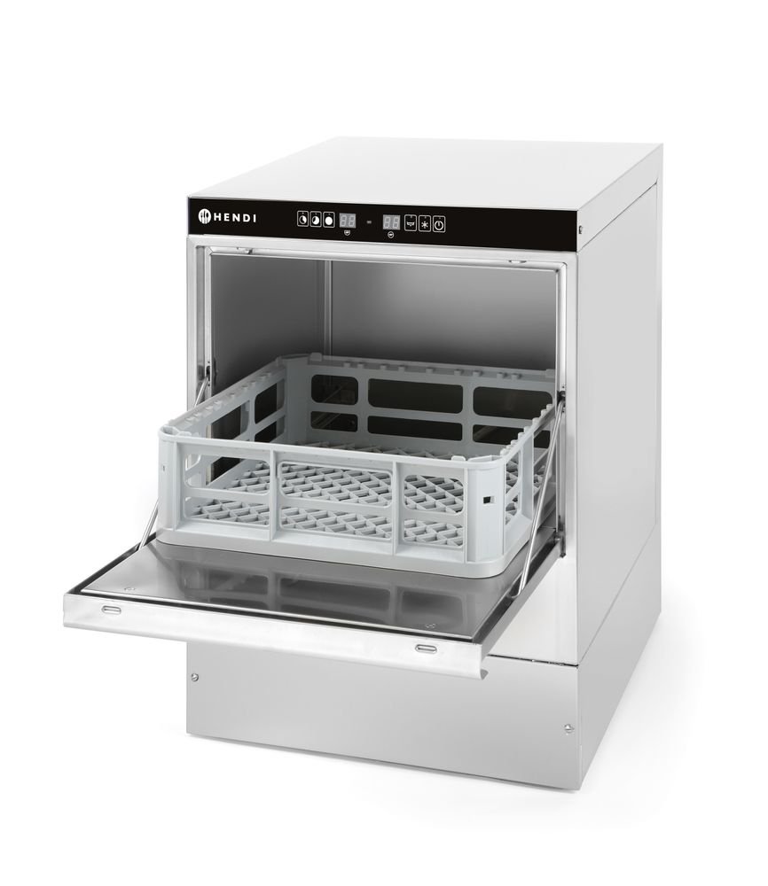 Geschirrspüler 40x40 - elektromechanische Steuerung, HENDI, mit Laugen- + Spülmittelpumpe, 230V/2800W, 472x566x(H)705mm