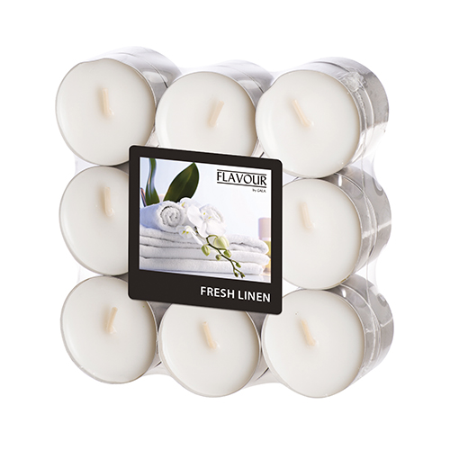 10x18 "Flavour by GALA" Duftlichte Ø 37,5 mm · 16,6 mm weiss - Fresh Linen