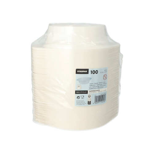 16200 Suppenschalen, PP rund 500 ml Ø 15,6 cm · 4,5 cm weiss mit Anfasser