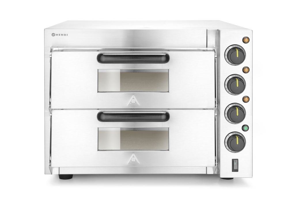 Doppeldeck-Pizzaofen 3000W, HENDI, Silber, 230V/3000W, 580x560x(H)435mm