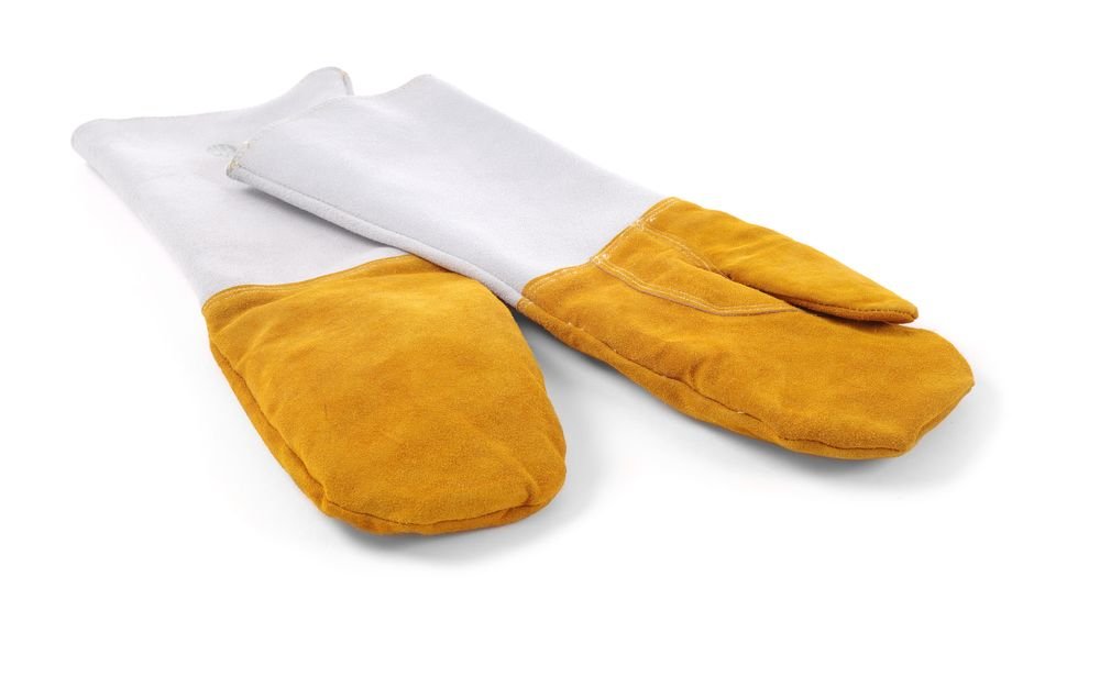 Leder-Grillhandschuhe hitzebeständig – 2 Stück, HENDI, 2 Stk., (L)460mm