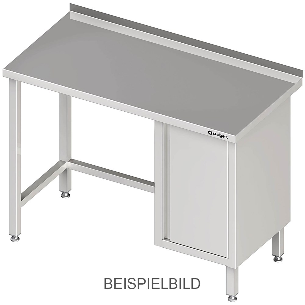 Arbeitstisch ohne Grundboden, 2800x700x850 mm, mit Flügeltürschrank rechts, ohne Aufkantung, verschweißt