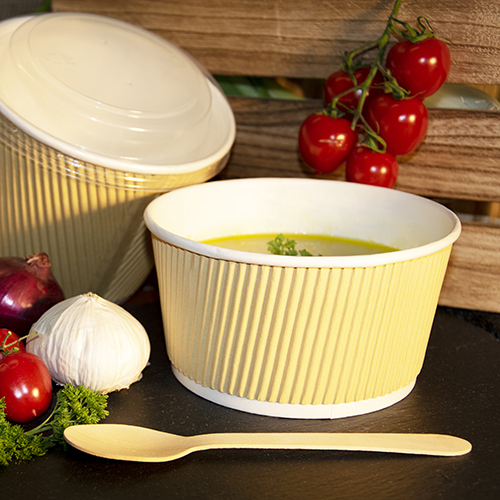 2000 Suppenbecher, Pappe rund 998 ml Ø 13,5 cm · 10,8 cm braun/weiss Ripple Wall