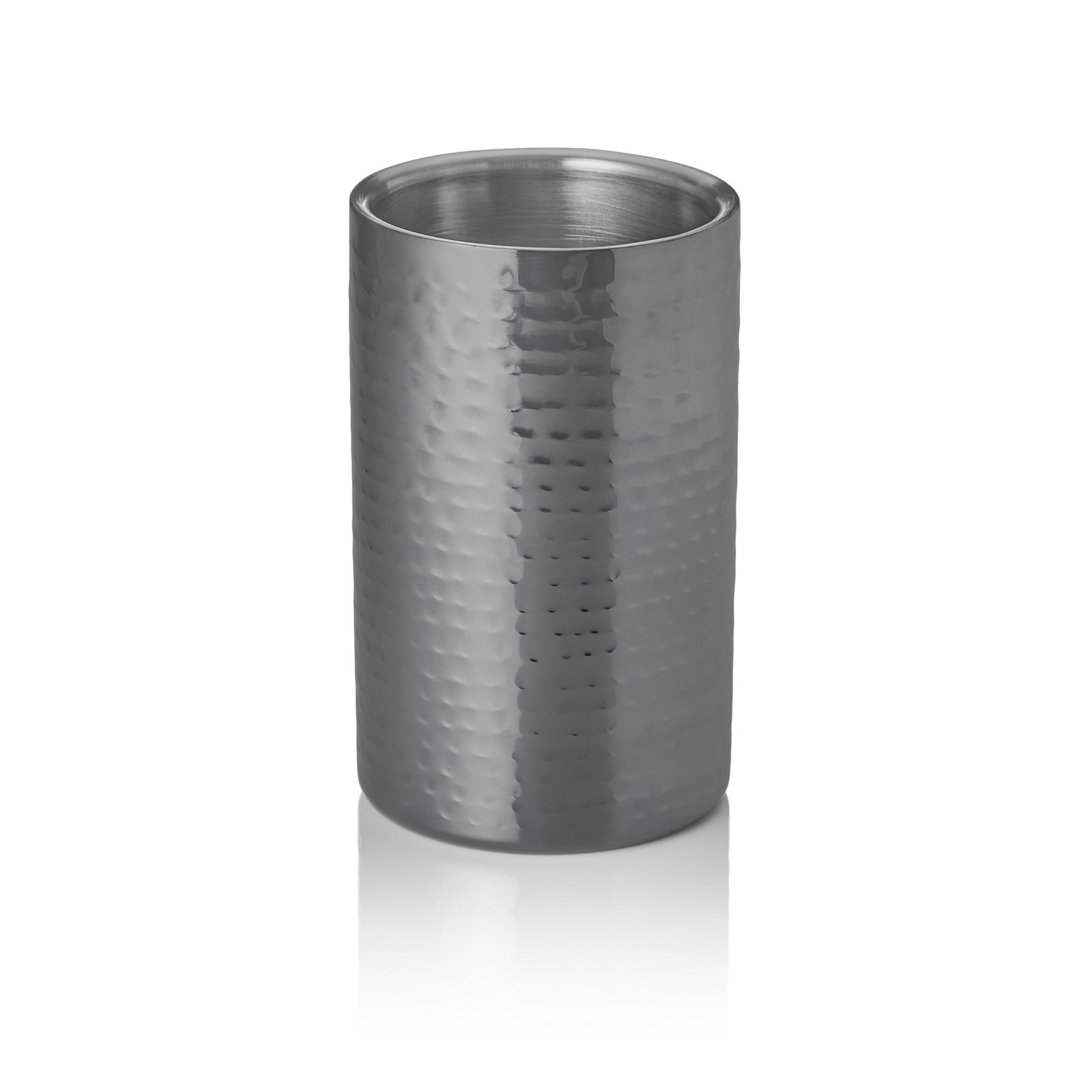 Flaschenkühler, Ø 12 cm, Höhe 19 cm, gehämmert, gun metal, PVD Beschichtung