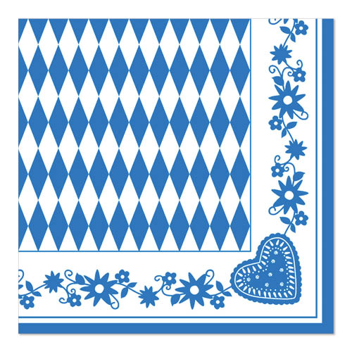 12500 Servietten 1/4-Falz 40 cm x 40 cm "Bayrisch Blau"