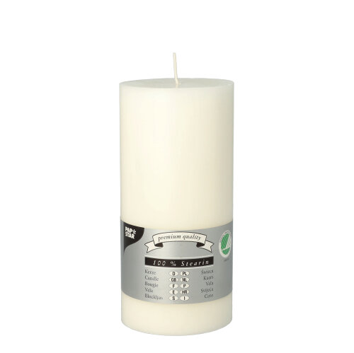 912 Stumpenkerze Ø 70 mm · 150 mm weiss aus 100% Stearin, durchgefärbt
