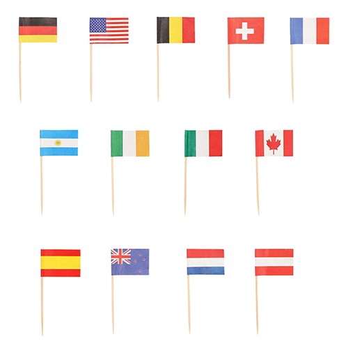 500 Deko-Picker 8 cm "Nationen" 375000 Deko-Picker 8 cm "Nationen"