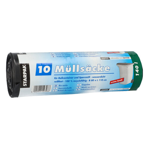 10 Müllsäcke, LDPE 140 l 110 cm x 80 cm schwarz 5400 Müllsäcke, LDPE 140 l 110 cm x 80 cm schwarz