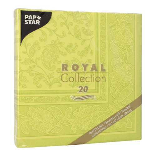 12000 Servietten "ROYAL Collection" 1/4-Falz 40 cm x 40 cm limonengrün "Ornaments"