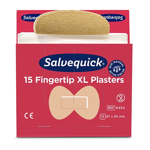 3300 Set "Cederroth" Salvequick Textil Pflaster (15 Stück) 87 mm x 56 mm braun "Fingertip XL"