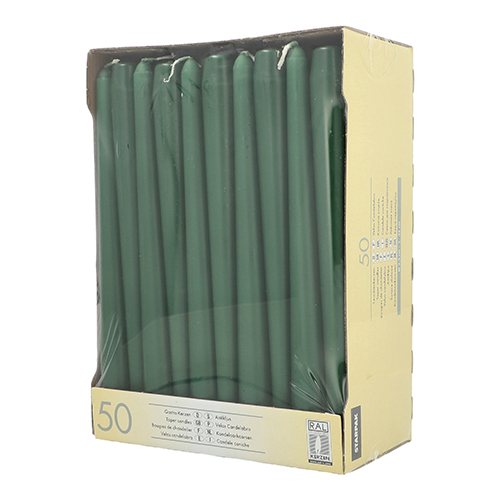 7200 Leuchterkerzen Ø 2,2 cm · 25 cm dunkelgrün