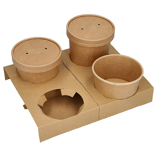 2400 Tragetabletts, Pappe "pure" 3,6 cm x 19,8 cm x 24,1 cm braun für 4 Suppenbecher