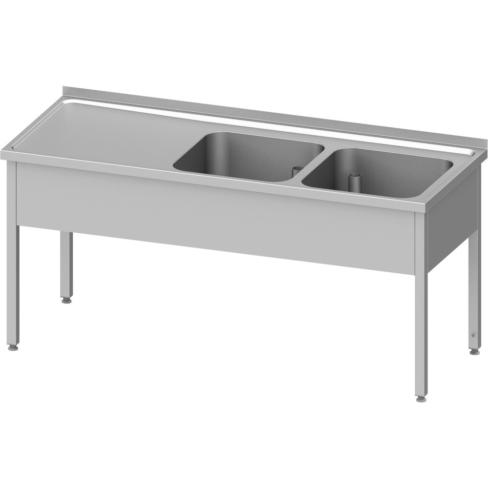 Spültisch ohne Grundboden 1100x600x850 mm, mit zwei Becken rechts, mit Aufkantung, verschweißt Spültisch ohne Grundboden 1400x700x850 mm, mit zwei Becken rechts, mit Aufkantung, verschweißt