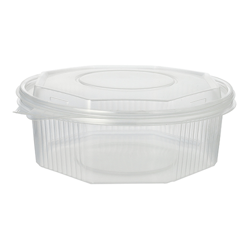 2800 Verpackungsbecher mit Klappdeckeln, PP 8-eckig 1,5 l 5,9 cm x 18 cm x 18 cm transparent