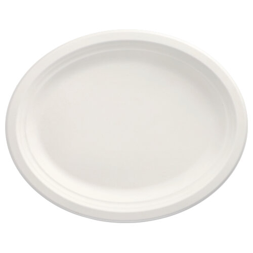 50 Teller, Zuckerrohr "pure" oval 32 cm x 25,5 cm x 2 cm weiss 2592 Teller, Zuckerrohr "pure" oval 32 cm x 25,5 cm x 2 cm weiss