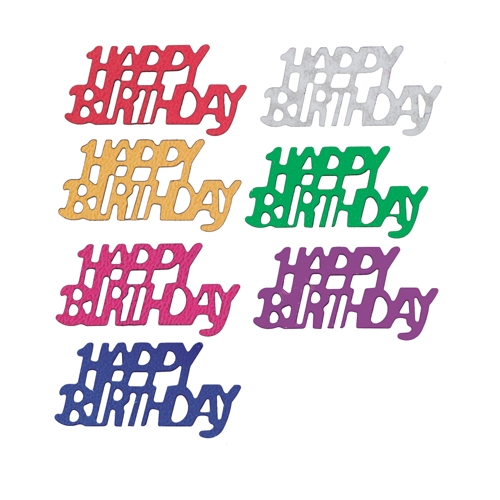 6912 Deko-Streuschmuck, Folie farbig sortiert "Happy Birthday" 15 gr.