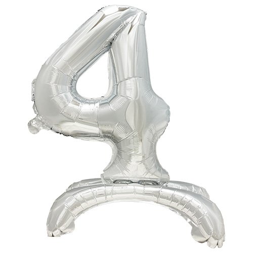 3840 Folienluftballon 73 cm silber "4" stehend