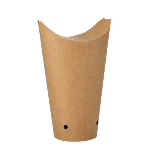 50 Pommes-Frites-Schütte, Pappe rund Ø 6 cm · 17,7 cm braun groß 8000 Pommes-Frites-Schütte, Pappe rund Ø 6 cm · 17,7 cm braun groß
