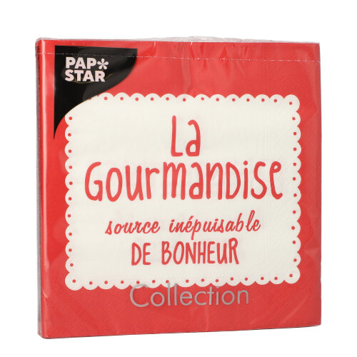 23040 Servietten, 3-lagig 1/4-Falz 33 cm x 33 cm ! rot "La Gourmandise"