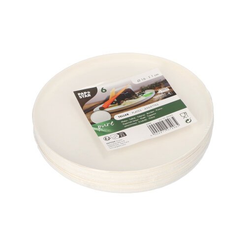 6048 Teller Zuckerrohr "pure" rund Ø 16 cm · 1 cm weiss "Cella"