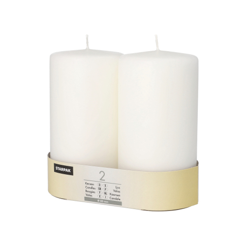 720 Stumpenkerzen Ø 80 mm · 150 mm weiss mit Flachkopf
