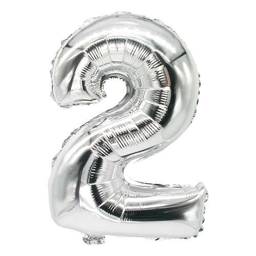 10368 Folienluftballon 35 cm x 20 cm silber "2"