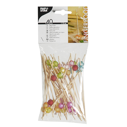 40 Fingerfood - Picker 12 cm farbig sortiert "Pearl" 72000 Fingerfood - Picker 12 cm farbig sortiert "Pearl"