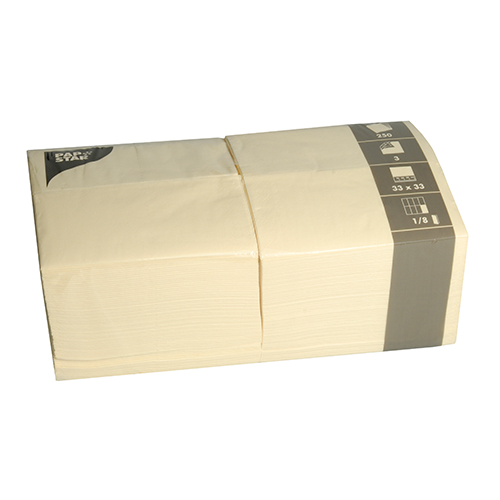 24000 Servietten, 3-lagig 1/8-Falz 33 cm x 33 cm creme